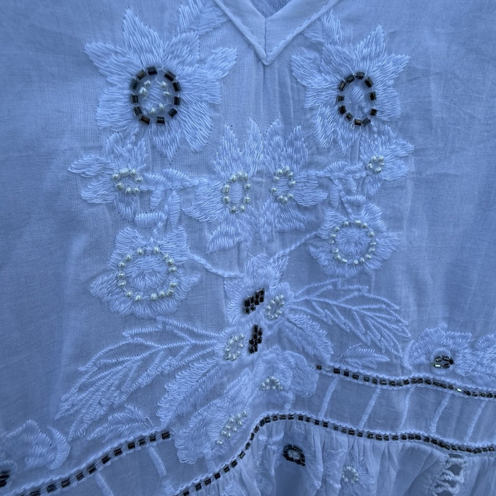 Flint & Moss Cotton Embroidered Size Small Wedding Beach Maxi Dress Boho Hippie - Picture 4 of 9